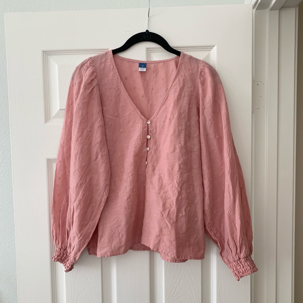 NWOT Old navy dusty pink embroidered boho peasant blouse top size XS